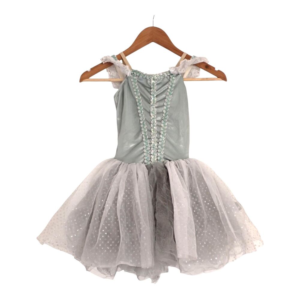 Revolution Dancewear Girls L Silver Sage Sequin Tutu Dress Dance Ballet Recital